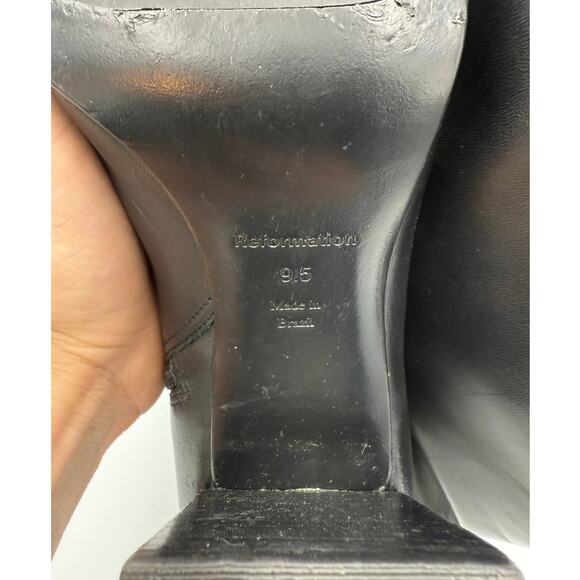 Reformation Nylah Knee High Black Leather GoGo Boots Size 9.5 - Picture 6 of 6